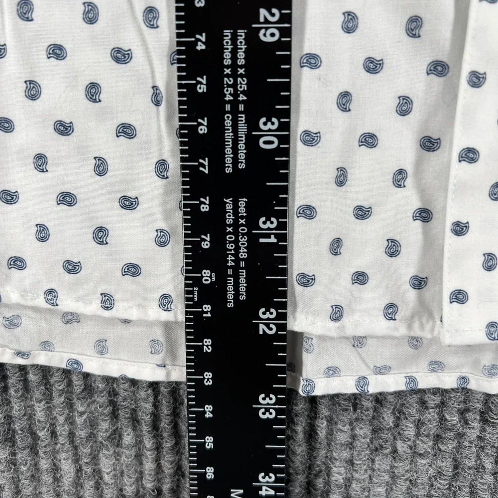 Banana Republic‎ Shirt Mens XL Extra Large White Geometric Button Up Slim Fit